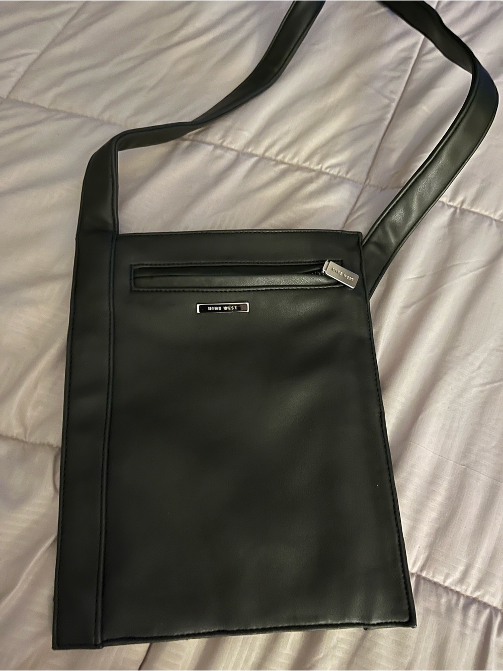 Nine West Olive Green Slim Messenger Crossbody Bag
